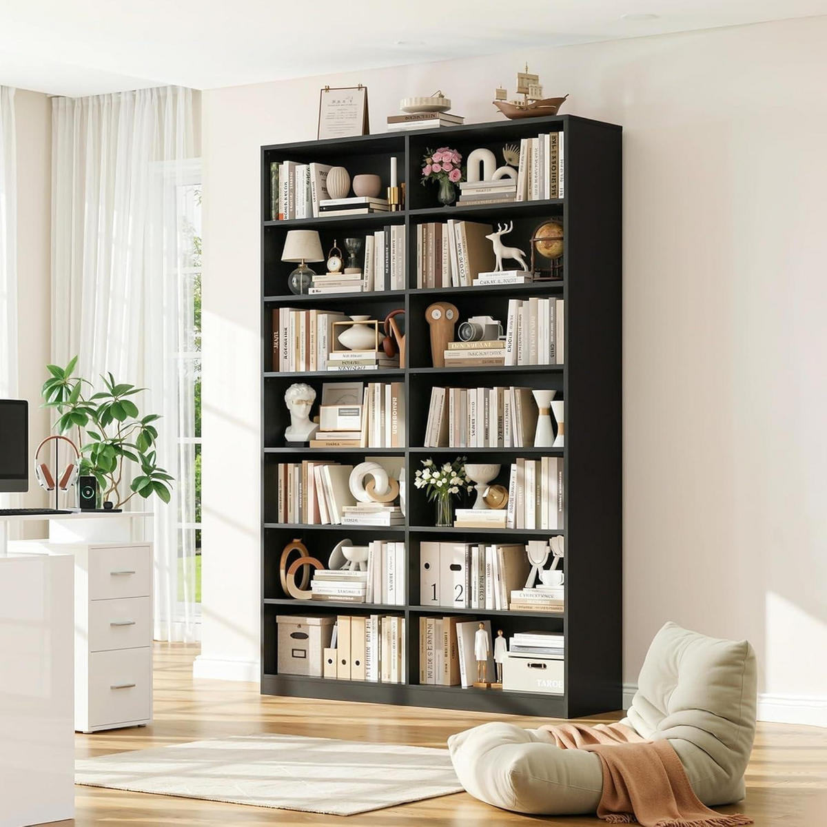 BÜCHERREGAL 212 cm schwarz - Schwarz, Holzwerkstoff (116/212/28.5cm)