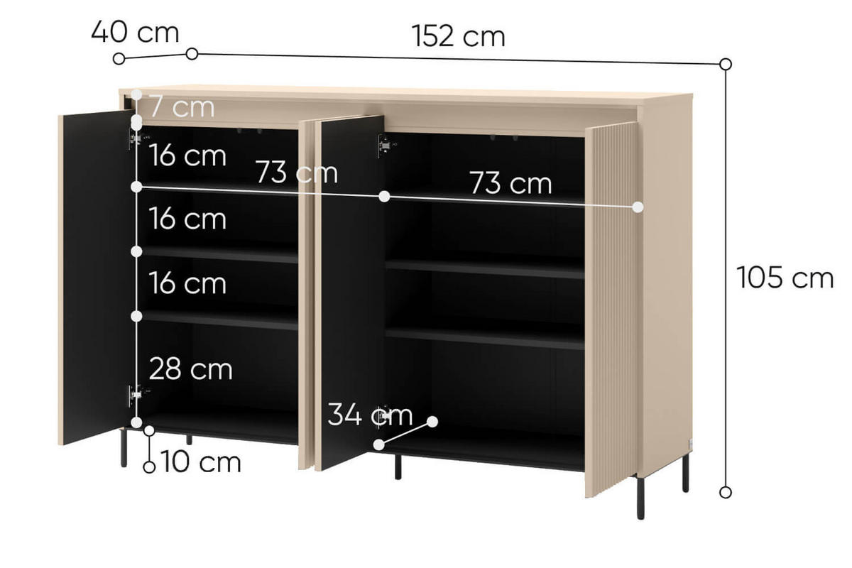GARDEROBE TREND 2 - Beige/Schwarz, Holzwerkstoff (254/210/40cm) - Meblini