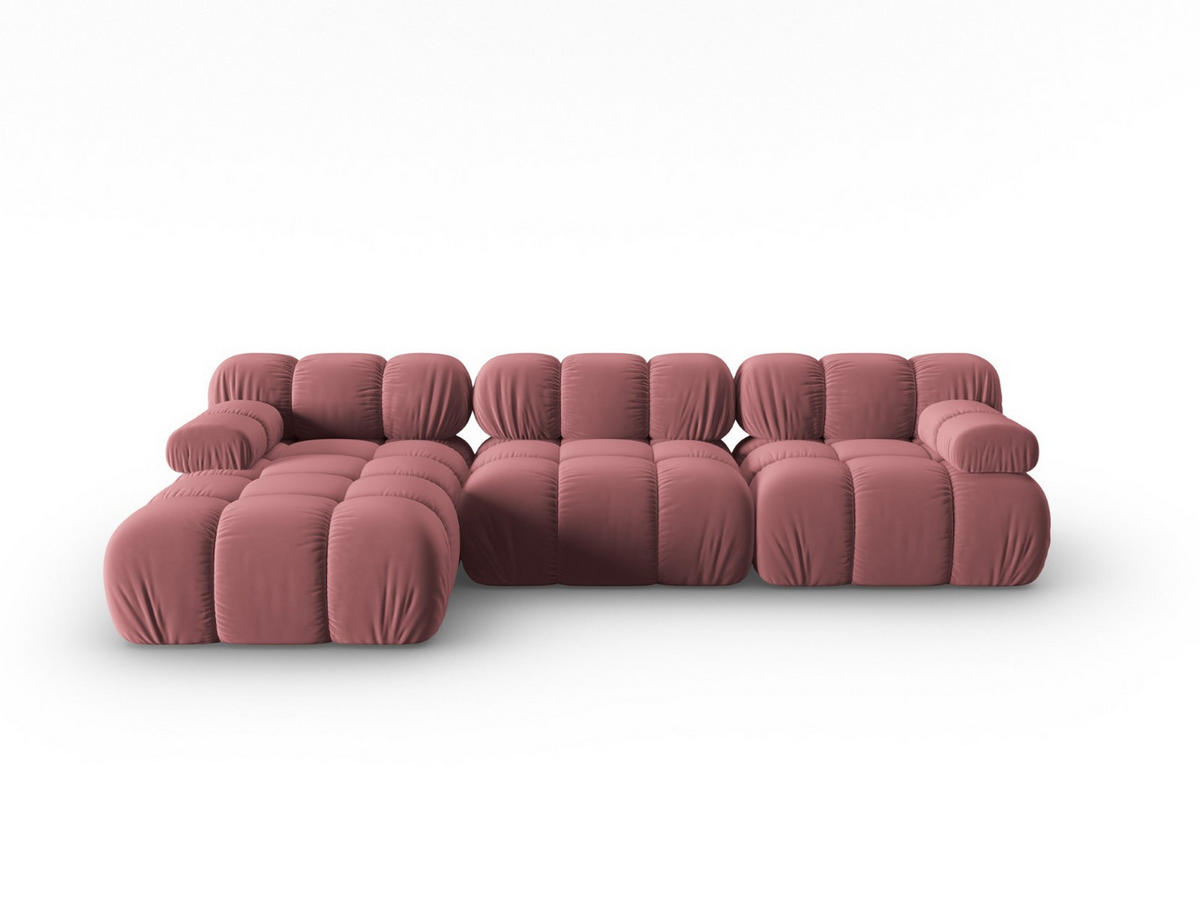 MODULARES-ECKSOFA links Bellis aus Samt rosa 4 Sitzplätze - Pink, Textil (122/285cm) - Micadoni