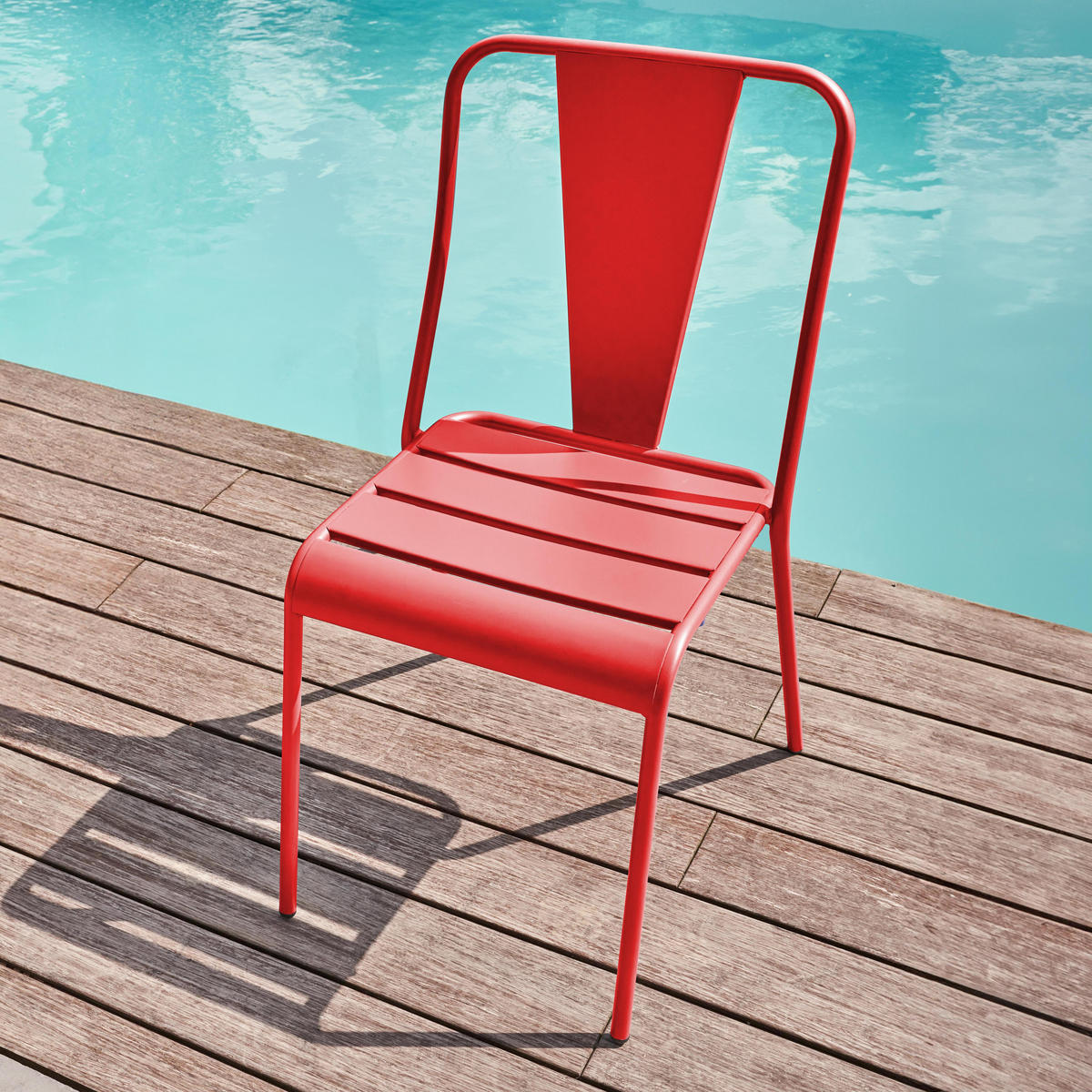 GARTENSTUHL, Rot - Rot, Metall (51/83/54cm) - Oviala