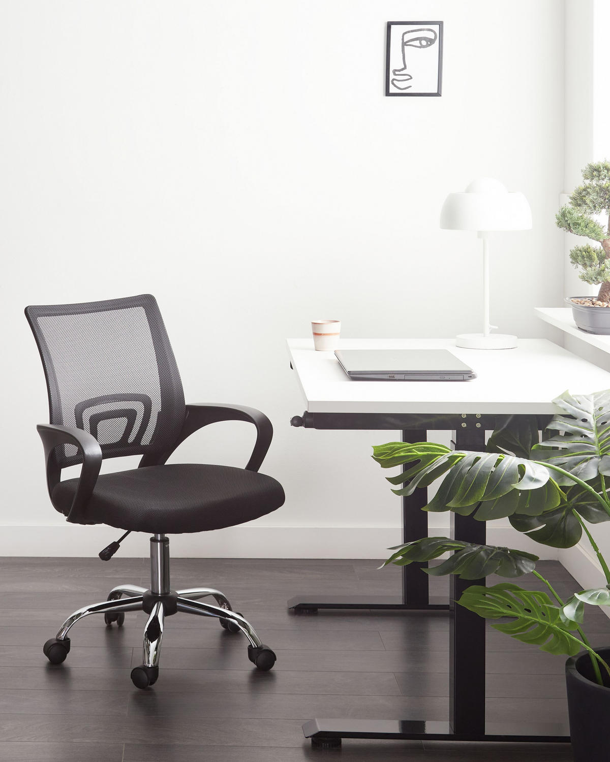BÜROSTUHL Schwarz Solid - Silberfarben/Schwarz, Textil (60/88/60cm) - Beliani