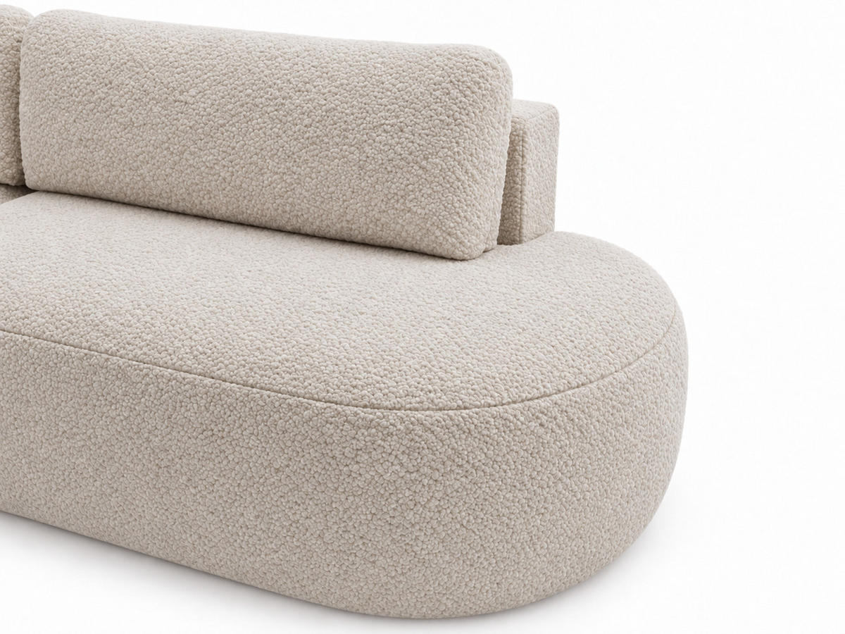 ECKSOFA Aurio O Bouclé-Stoff Creme Links - Creme, Holz/Textil (271/177cm) - Graingold