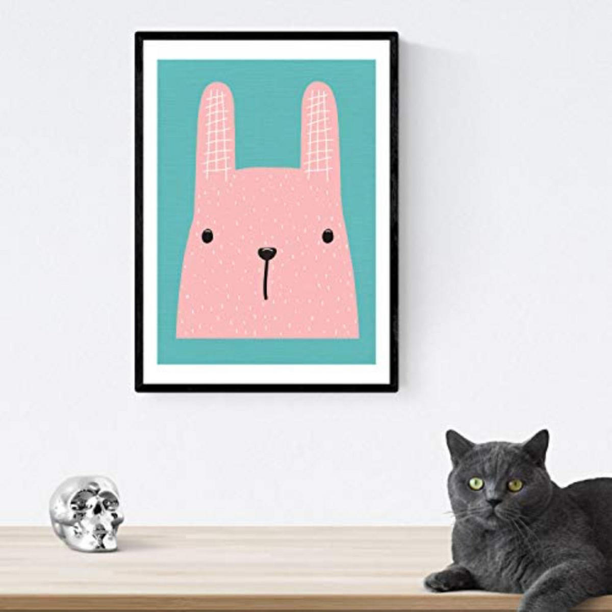 POSTER Set mit 4 Animales infantiles A3 Schwarzer Rahmen - Schwarz, Papier (29.7/3cm) - Nacnic