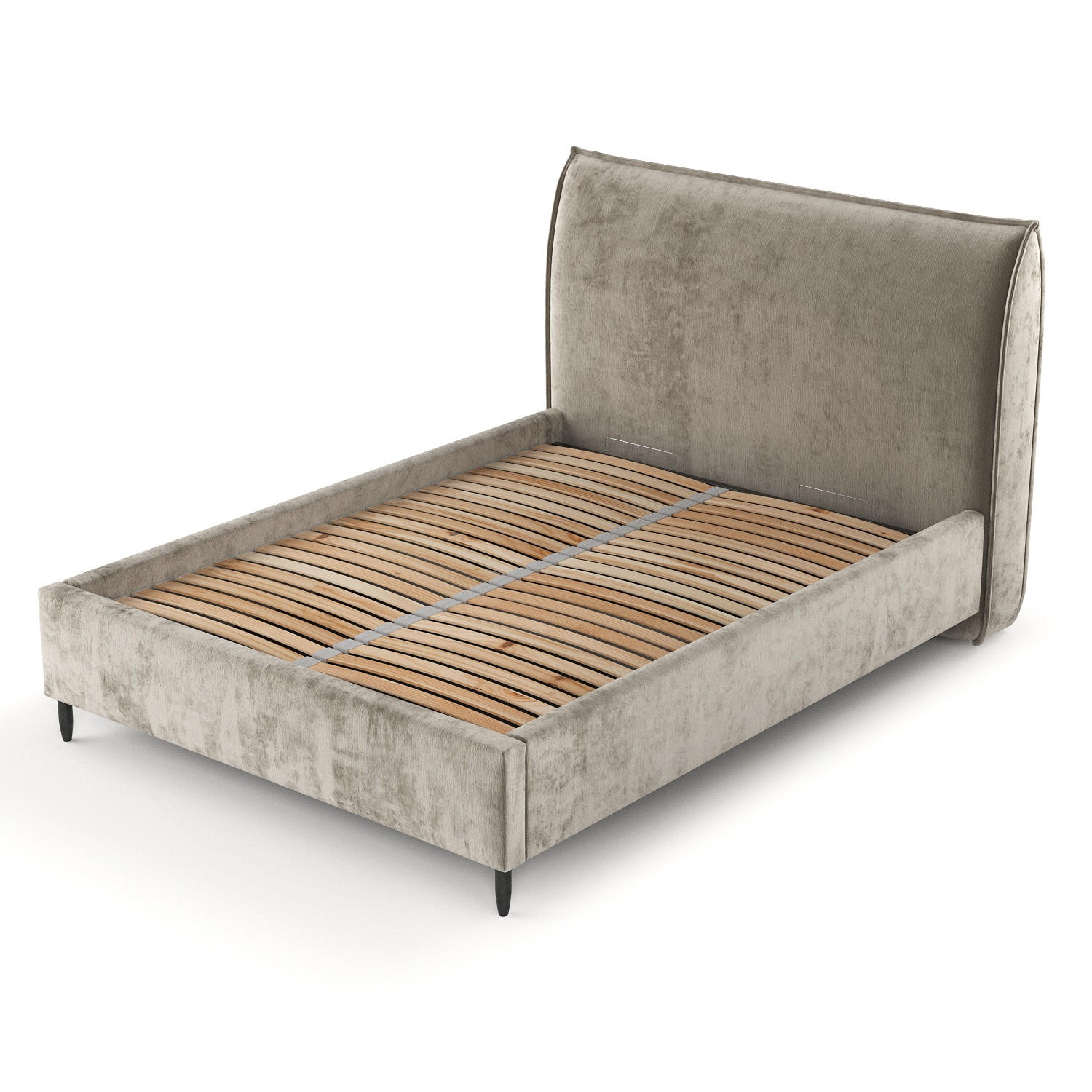 POLSTERBETT Shell Beige 160/200 cm im Chenille-Stoff - Beige/Schwarz, Holz/Holzwerkstoff (160/200cm) - Maison de Reve