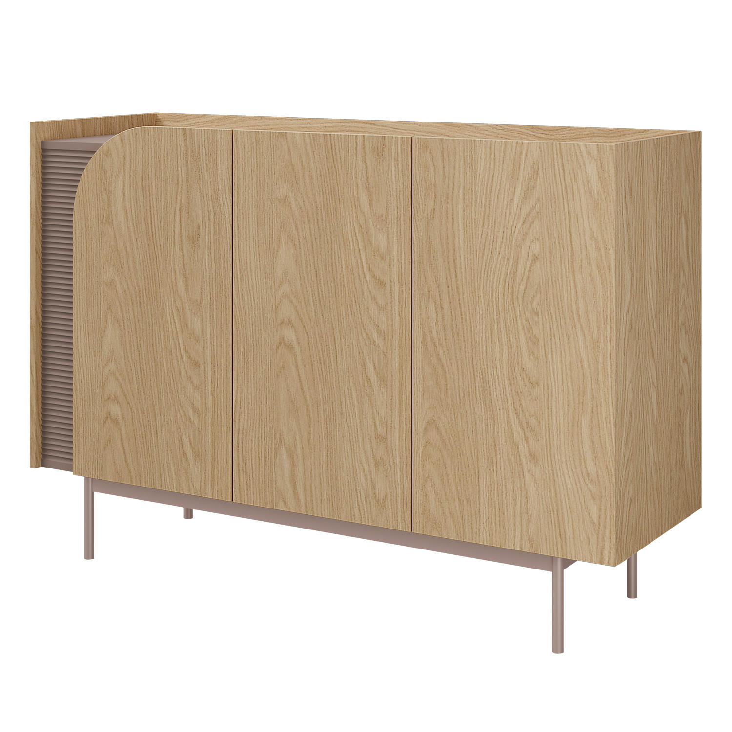 KOMMODE Camel mit 3 Schubladen, geriffeltem Detail, 130 cm, Frühlingseiche + Toffee - Eichefarben, Holzwerkstoff/Metall (132/90/42cm) - Beautysofa
