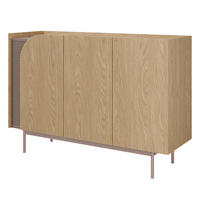 KOMODA Camel se 3 zásuvkami, rýhovaný detail, 130 cm, jarní dub + Toffee - barva dubu, kov/kompozitní dřevo (132/90/42cm) - Beautysofa