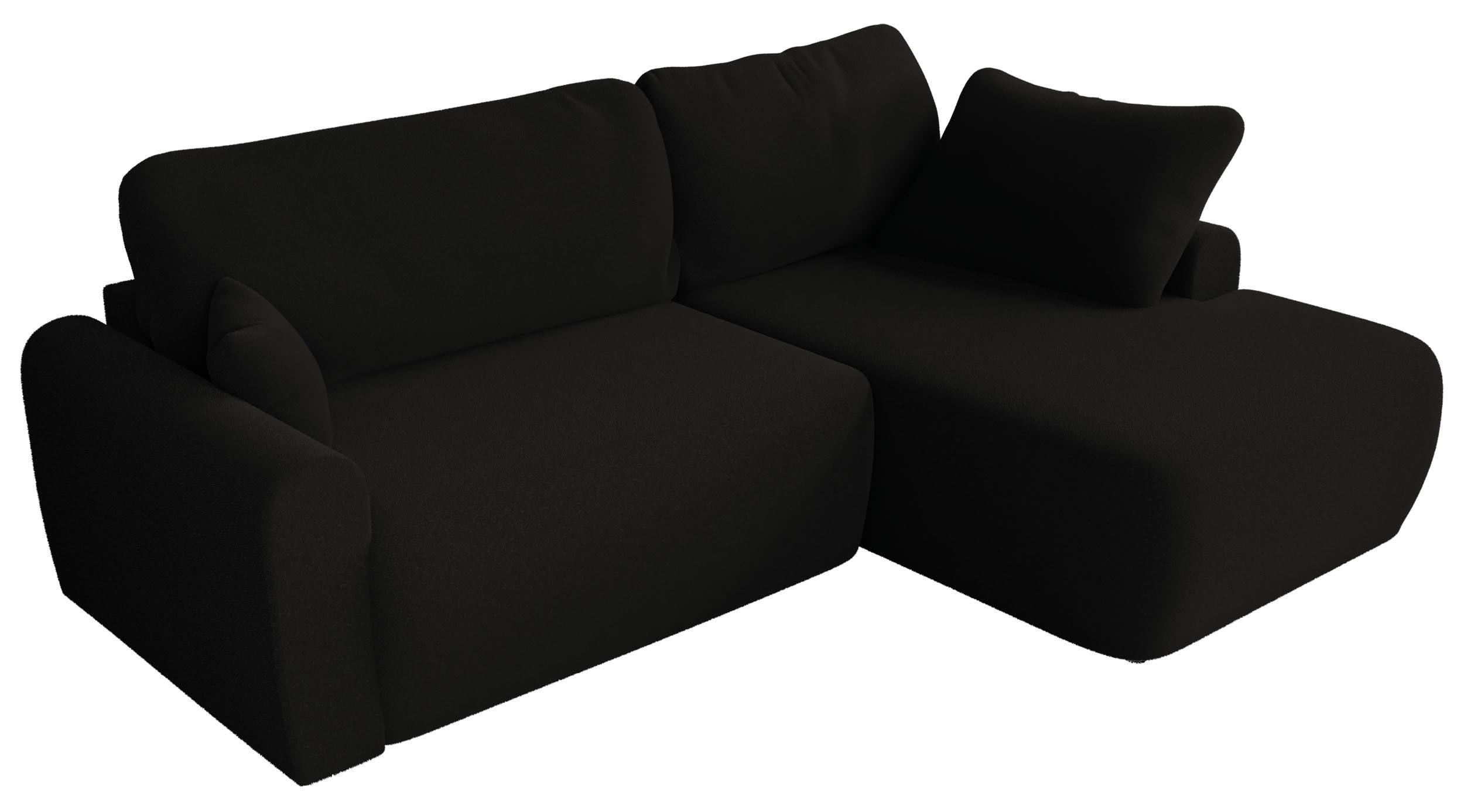 ECKSCHLAFSOFA CUBO L Schwarz Boucle - rechts - Schwarz, Kunststoff/Textil (187/273cm) - MKS