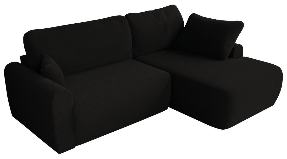 ECKSCHLAFSOFA CUBO L Schwarz Boucle - rechts - Schwarz, Kunststoff/Textil (187/273cm) - MKS