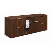 BADMÖBEL-SET MIT WÄSCHEKORB: Eiche Nussbaum, Griffe Gold, 160 x 46 x 57 cm - Eichefarben/Goldfarben, Holzwerkstoff (160/57/46cm) - 3XE LIVING