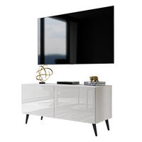 TV-ELEMENT AURA 100 Weiß Hochglanz mit LED-Beleuchtung – Beinfarbe: Schwarz - Weiß, Holzwerkstoff (100/49/40cm) - Lookway