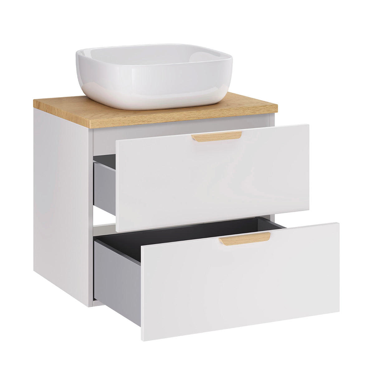 BADMÖBEL 60.6cm Oria 2er-Set Weiß - Weiß, Holzwerkstoff (60.6/50/46.5cm) - Petits-meubles