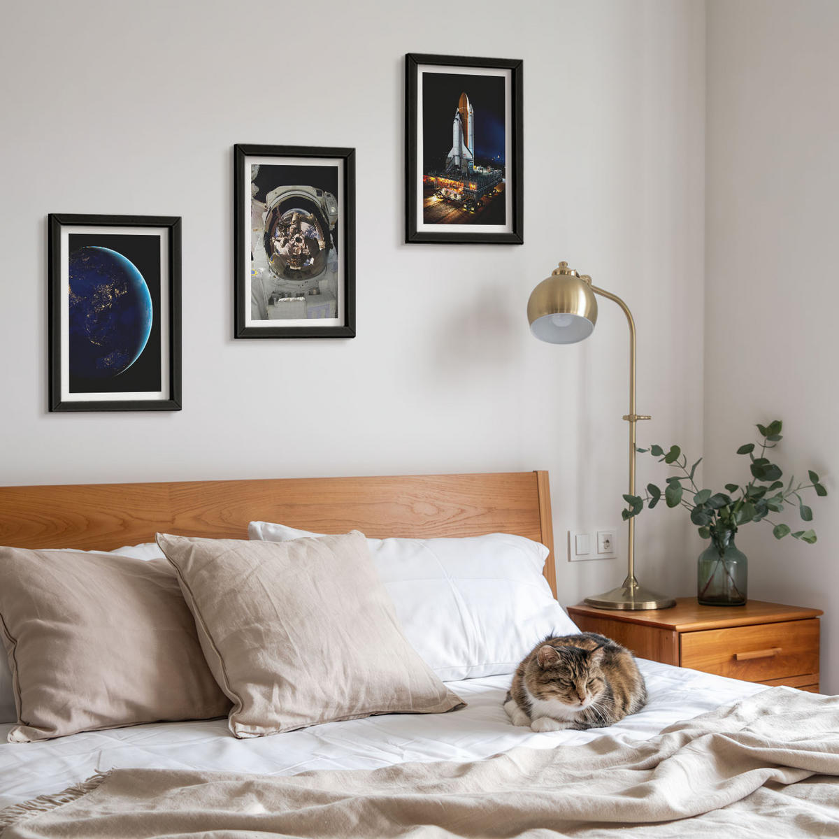 BILDER SET 3er Set - 20x30 cm Schwarzer Rahmen - Weltraum Erde Astronaut Rakete - Schwarz, Kunststoff (20/30cm) - TULUP