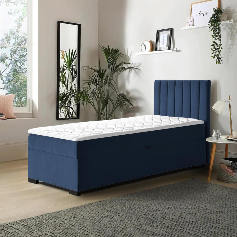 POLSTERBETT Eric 104/207/105 dunkelblau - Dunkelblau, Holzwerkstoff/Textil (100/200cm) - Beautysofa