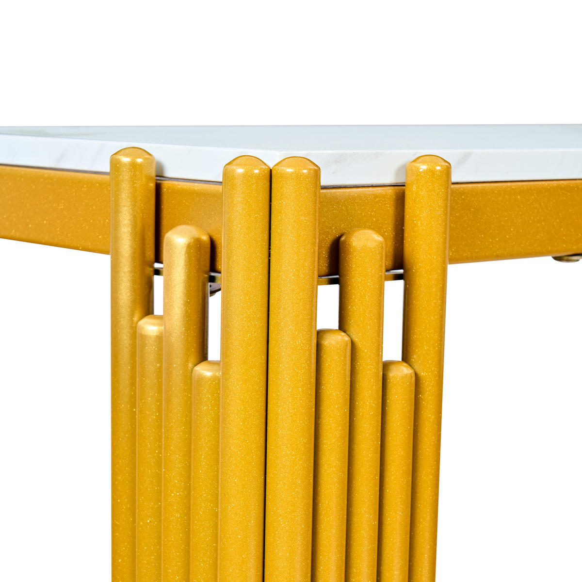 KONSOLENTISCH DE-37416 2-etagig mit Marmoroptik Gold - Goldfarben, Metall (124/34/80cm) - ComfortXL