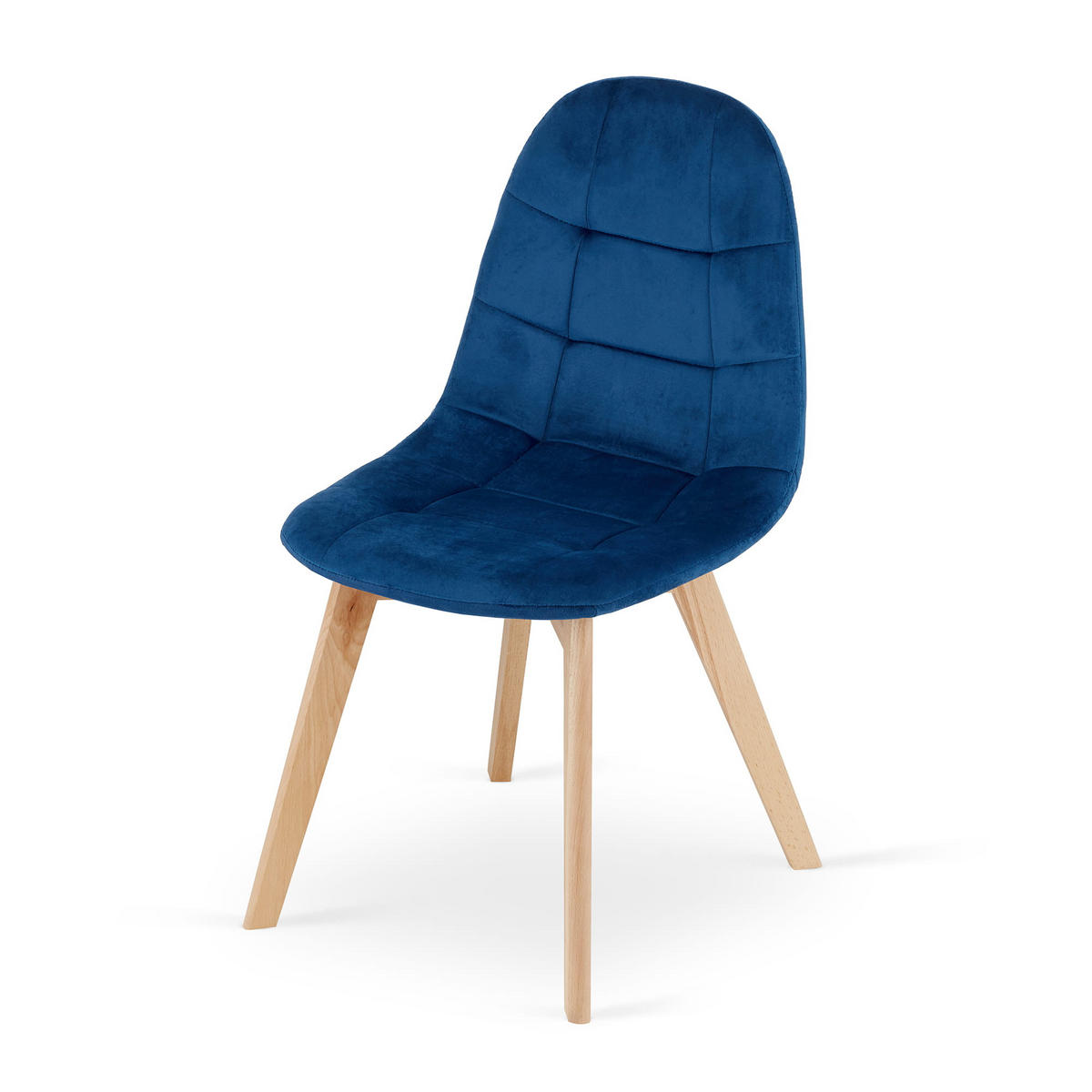 STUHL SORANO 4-er Set, Blau, mit Samtstoff gepolstert - Blau, Holz/Textil (45/82/54cm) - Komodee