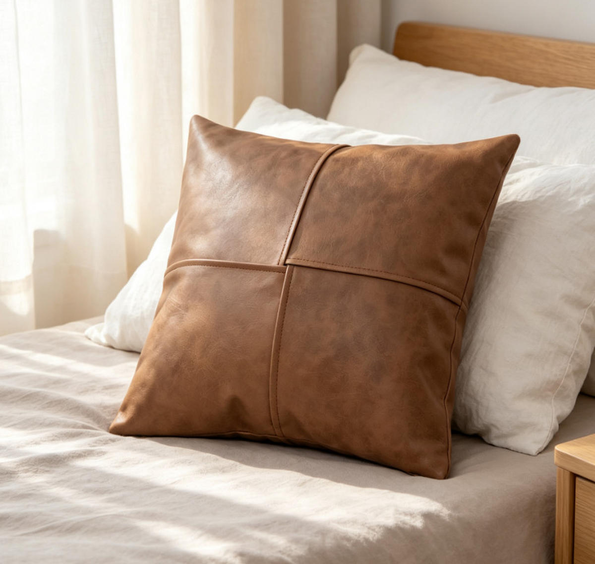 KISSENBEZUG – ohne Füllung – hellbraun – 45 x 45 cm - Weiß, Textil (45/45cm)