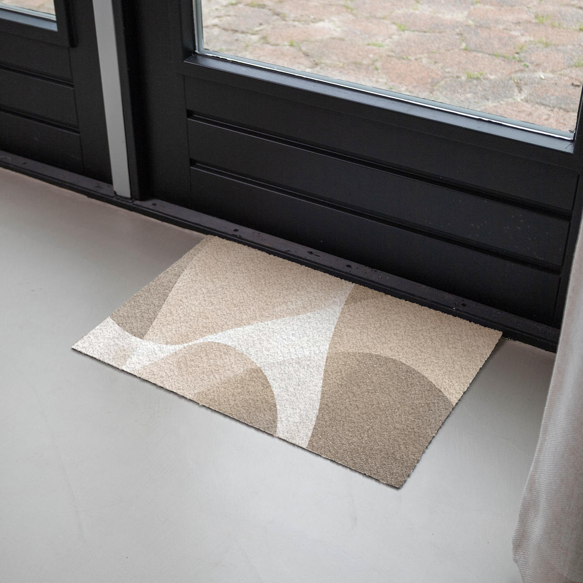 FUSSMATTE Glatte Oberflächen - Harmonisch - Wellenförmig Schmutzfangmatte 60x40 cm - Beige, Kunststoff (60/0.4cm) - MuchoWow