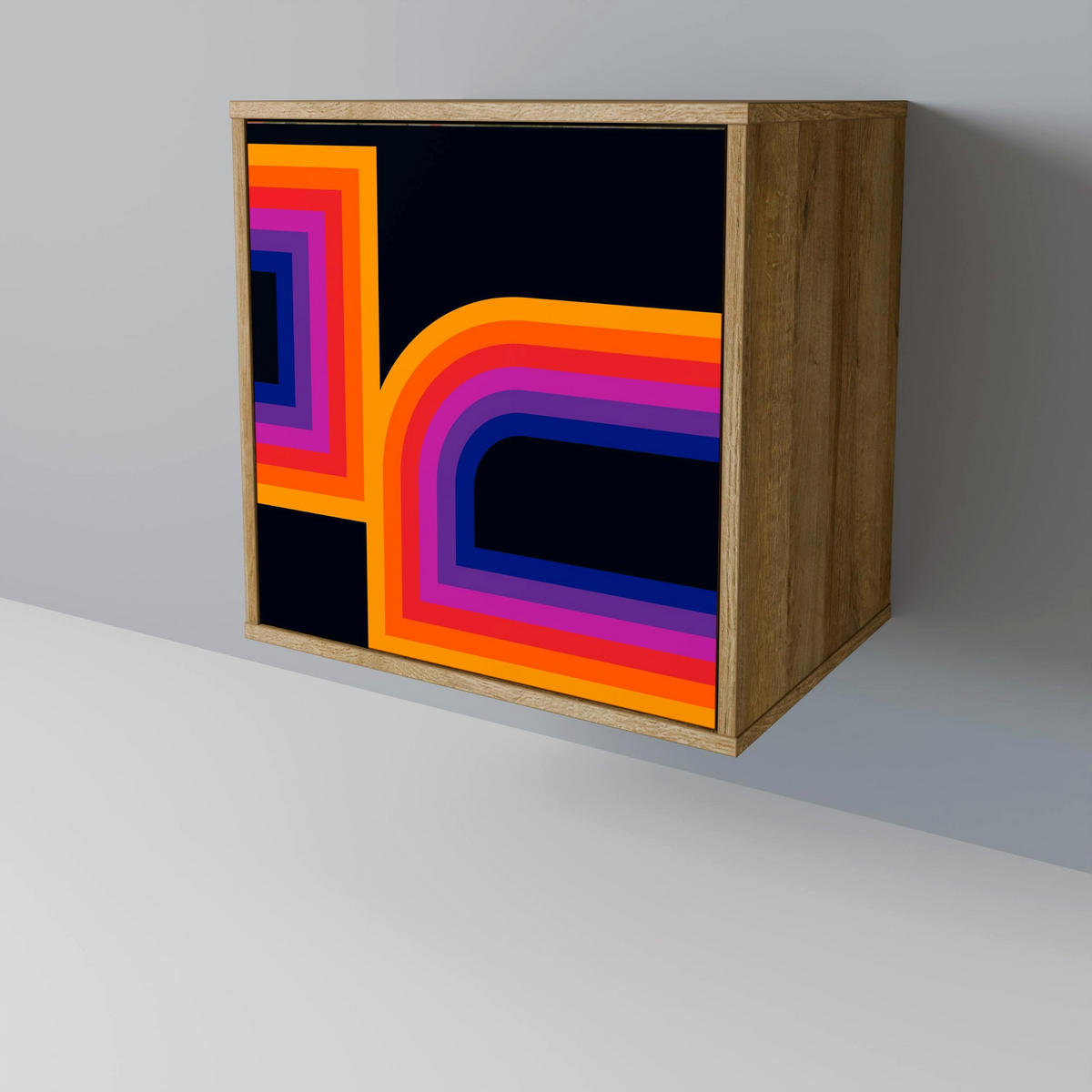 SIDEBOARD BLINDED BY THE LIGHTS, Eichefarben, 57,5x42x77,5 cm, Schräge Buchenholzfüße - Eichefarben/Buchefarben, Holzwerkstoff/Buchenholz (57.5/77.5/42cm) - SpaceRebels