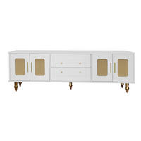 TV-LOWBOARD 175 cm Weiß mit Türen, Goldgriffen und Massivholzbeinen - Weiß, Holz (175/55/38cm) - PARAFTA HOME