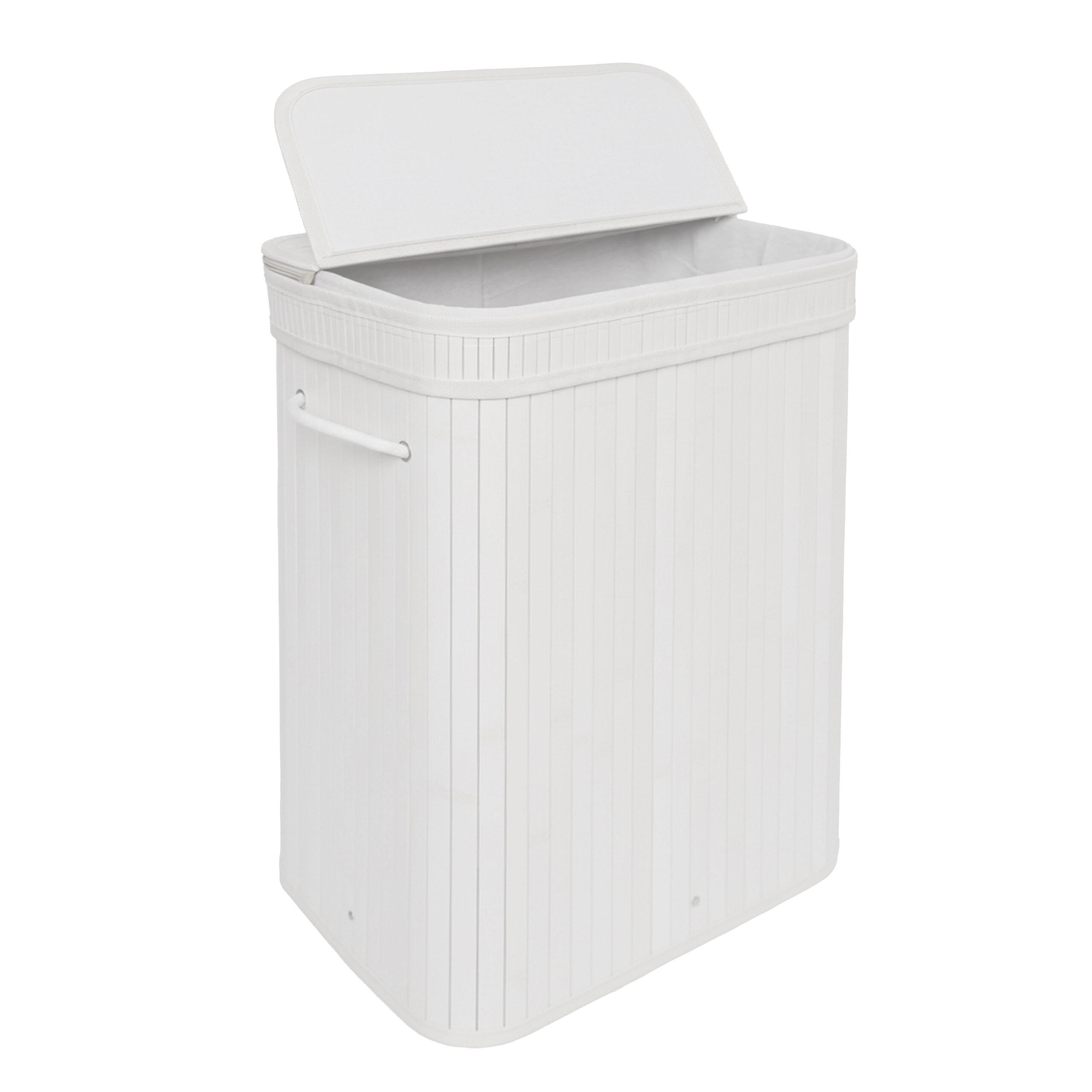 COȘ DE RUFE Alb bambus cu capac 72 L