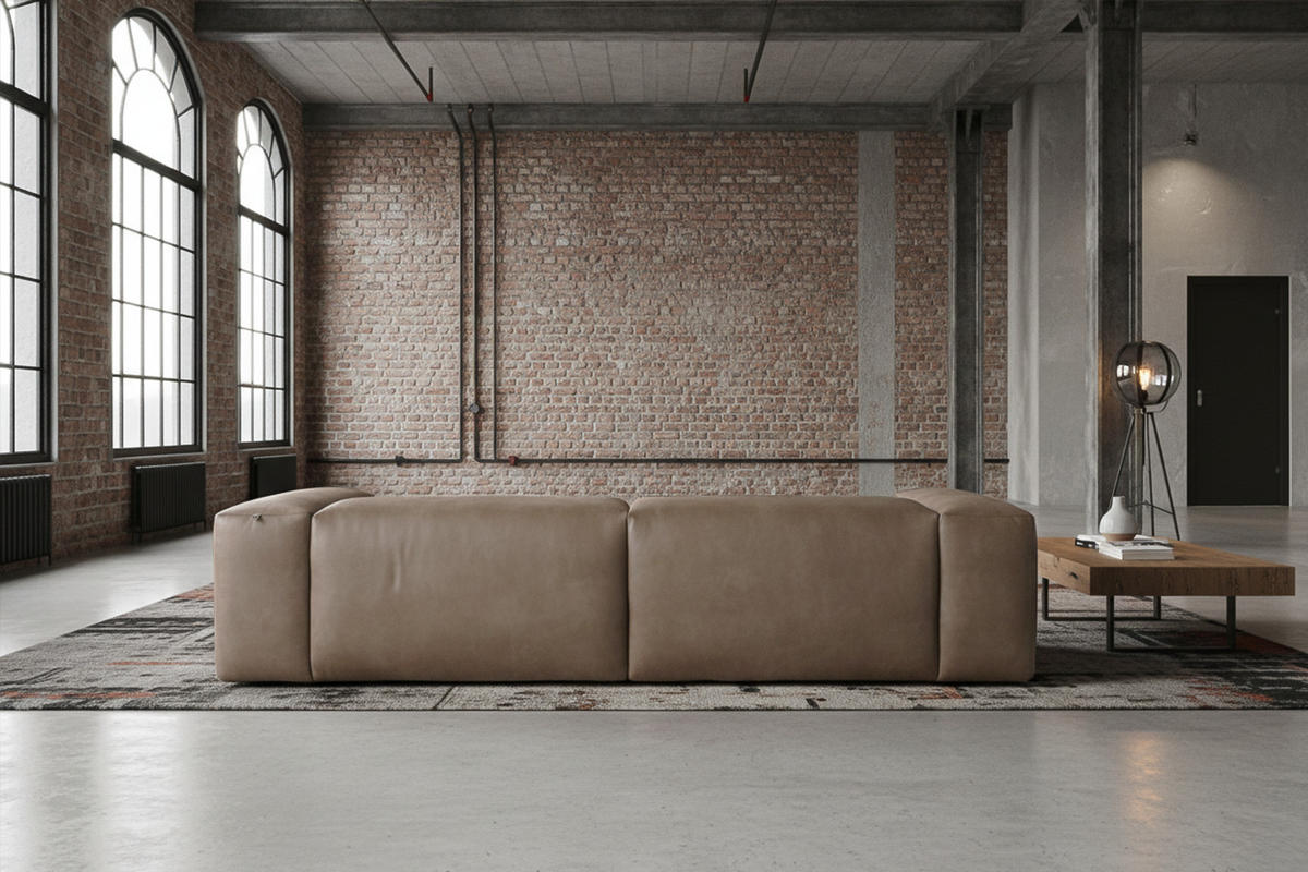 SOFA CELESTE Anthrazit Lederfaserstoff - Anthrazit/Schwarz, Leder/Kunststoff (302/72/114cm) - KAWOLA