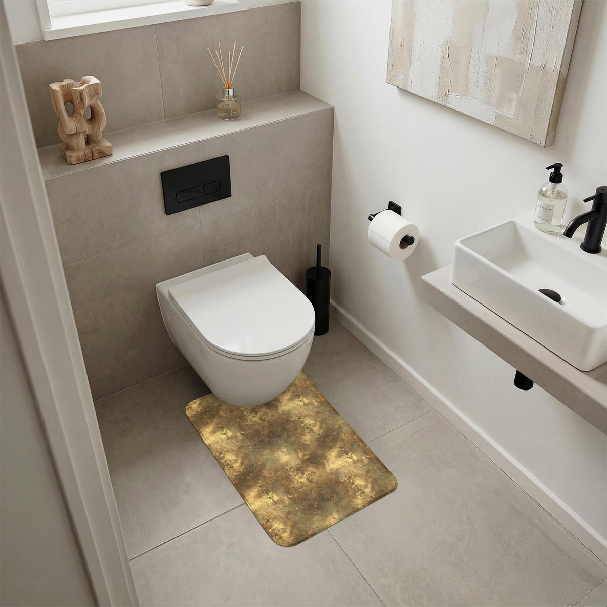 WC-VORLEGER Antik - Metallic-Look - Gold WC Teppich 40x60 cm - Goldfarben, Kunststoff/Textil (40/1cm) - OnlyWow