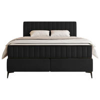 BOXBETT Mufasso Schwarz Samtbezug 180x200 cm - Schwarz, Textil/Metall (180/200cm) - Selsey