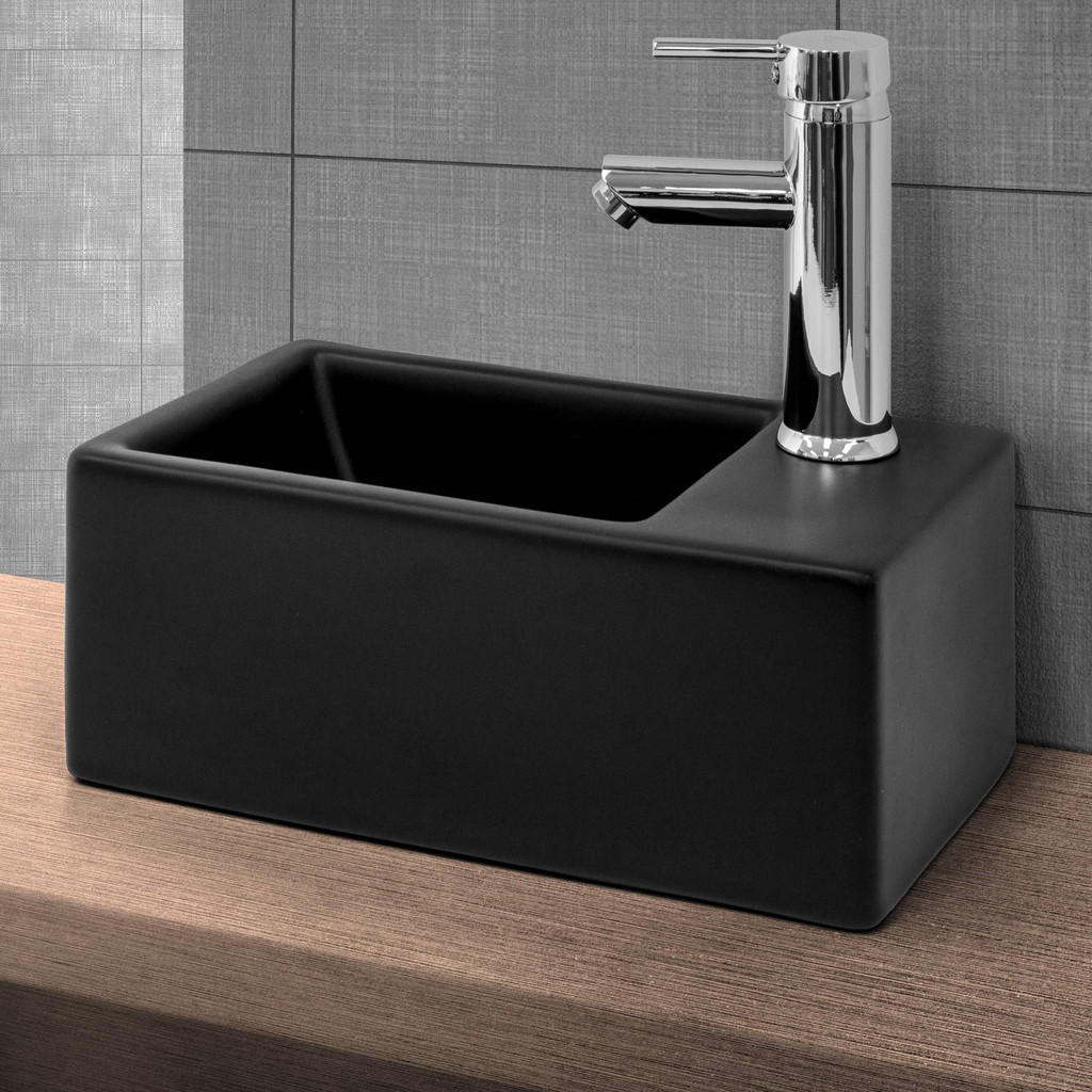 Thumbnail - Ml-Design Waschbecken, Schwarz, Keramik, 20.5x12.5x35.5 cm, Badezimmer, Waschbecken & Armaturen, Waschbecken