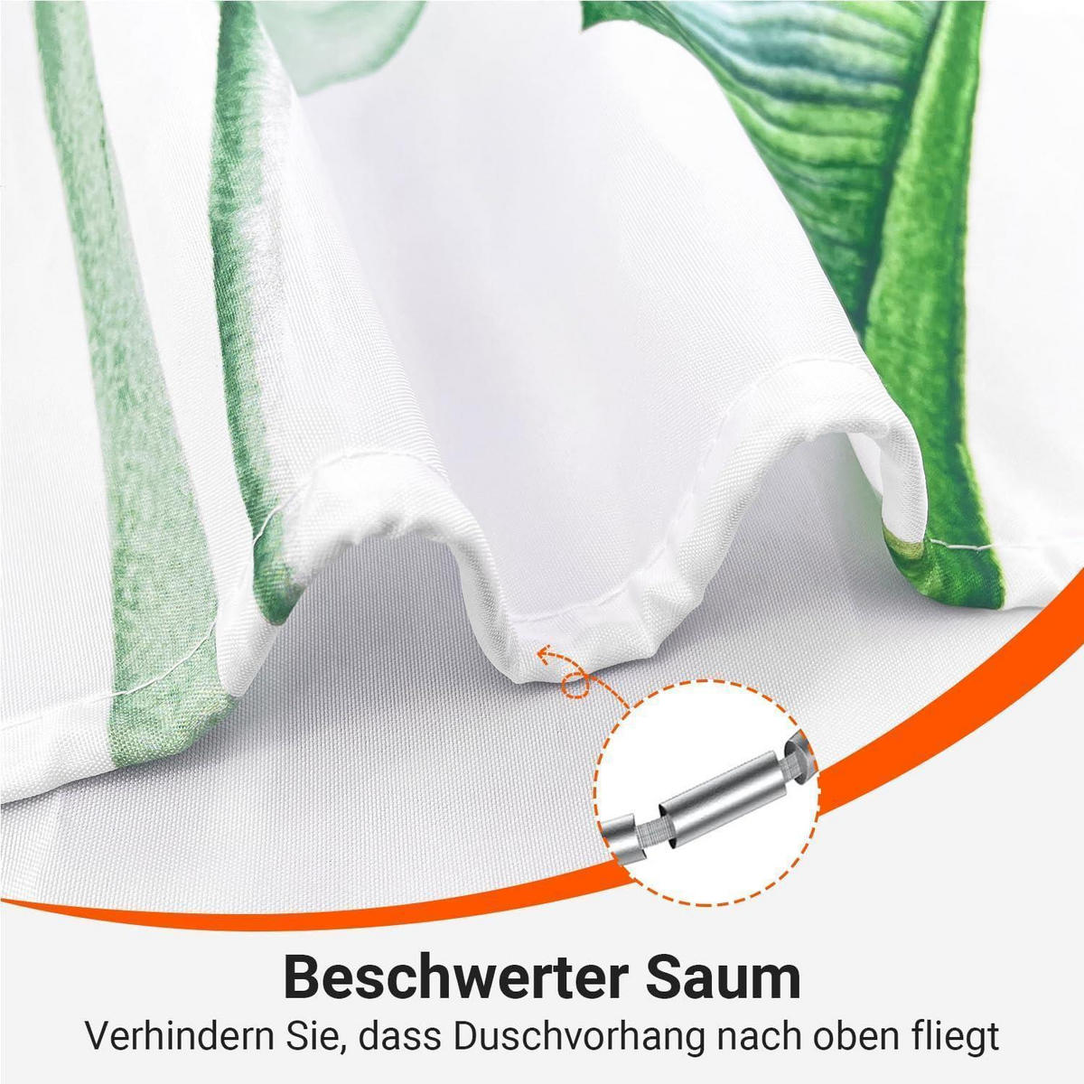 DUSCHVORHANG Goldrandige Bambusblätter 180 x 200 cm - Multicolor, Textil (180/200cm)