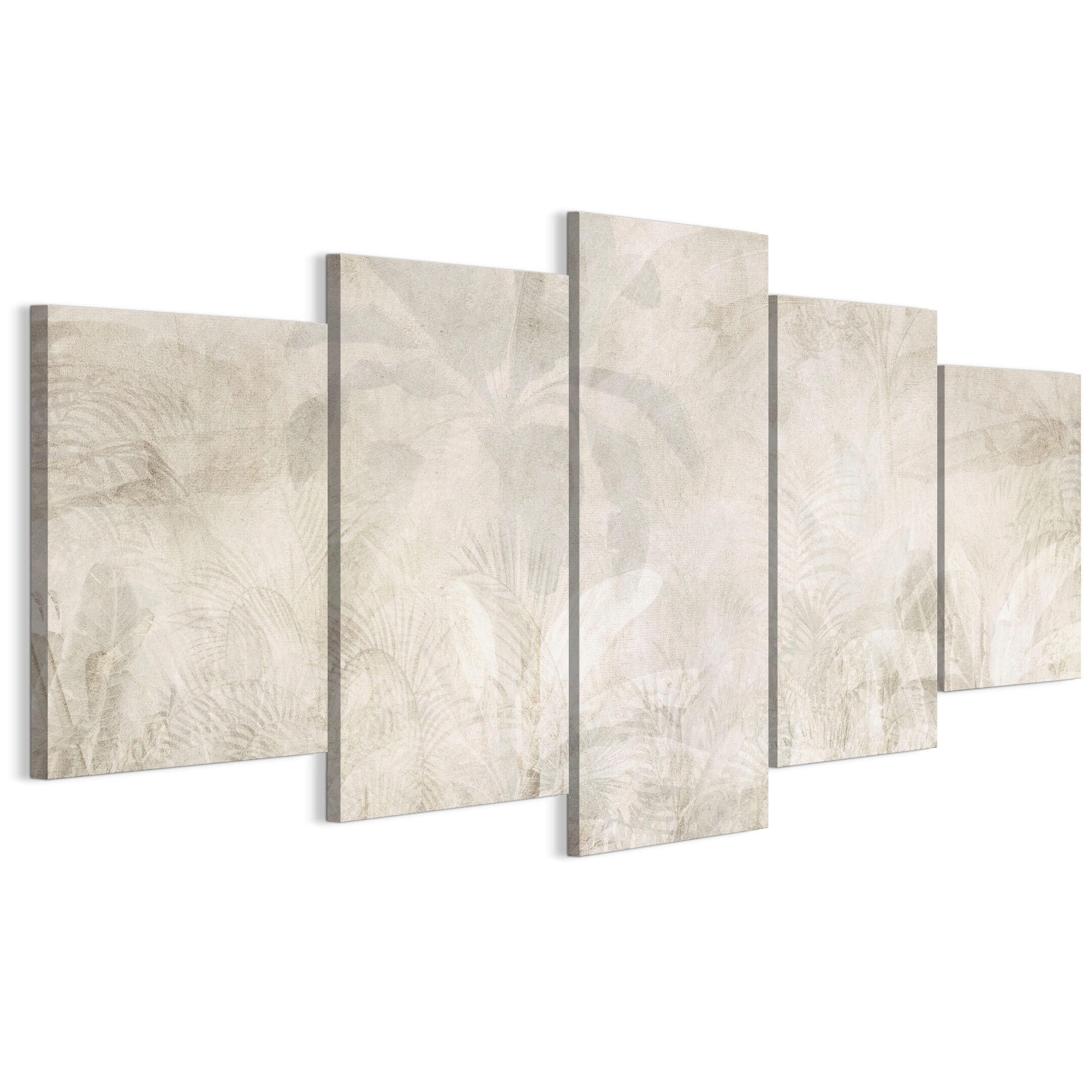 LEINWANDBILD Blätter 5-tlg. 200x100 cm - Multicolor, Holz (200/100cm) - LUMASOUL