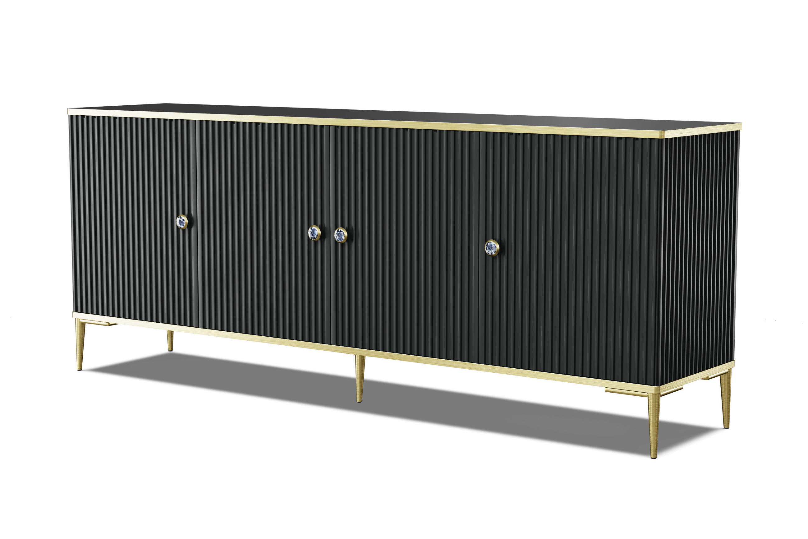 KOMMODE Schwarz, Gold 182/73/40 - Schwarz, Holzwerkstoff (182/73/40cm) - RAUMHIRSCH FURNITURE