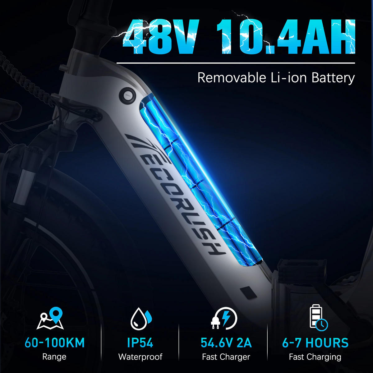 E-BIKE Klapprad R2 20×4.0", 499,2 Wh, 7-Gang, Aluminiumrahmen - Goldfarben, Metall (30cm) - ECORUSH