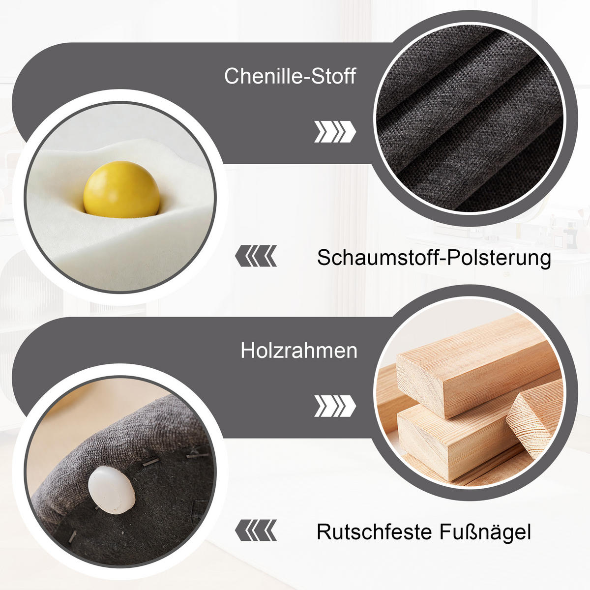 POLSTERSTUHL DE-36252 mit 360°-Drehung Grau - Grau, Holzwerkstoff (56/80/57cm) - ComfortXL