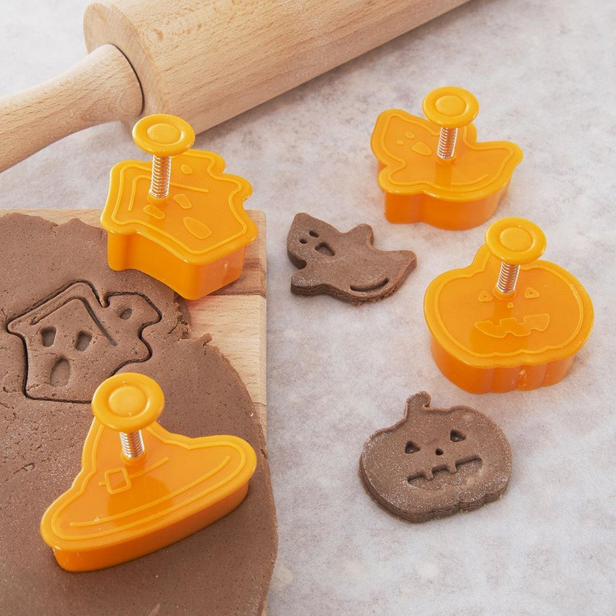 AUSSTECHFORMEN-SET Halloween Stempel 4-teilig Orange - Orange, Kunststoff (5.5/5/6cm) - Orion 