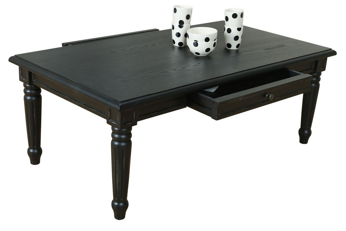 COUCHTISCH mit 2 Schubladen, schwarz - Weiß, Holzwerkstoff (135/75/51cm) - ebuy24