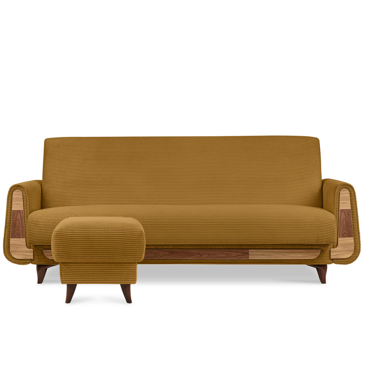 FUẞSTÜTZE GUSTAVO II, Gelb - Gelb/Braun, Holz/Holzwerkstoff (53/49/53cm) - KONSIMO®