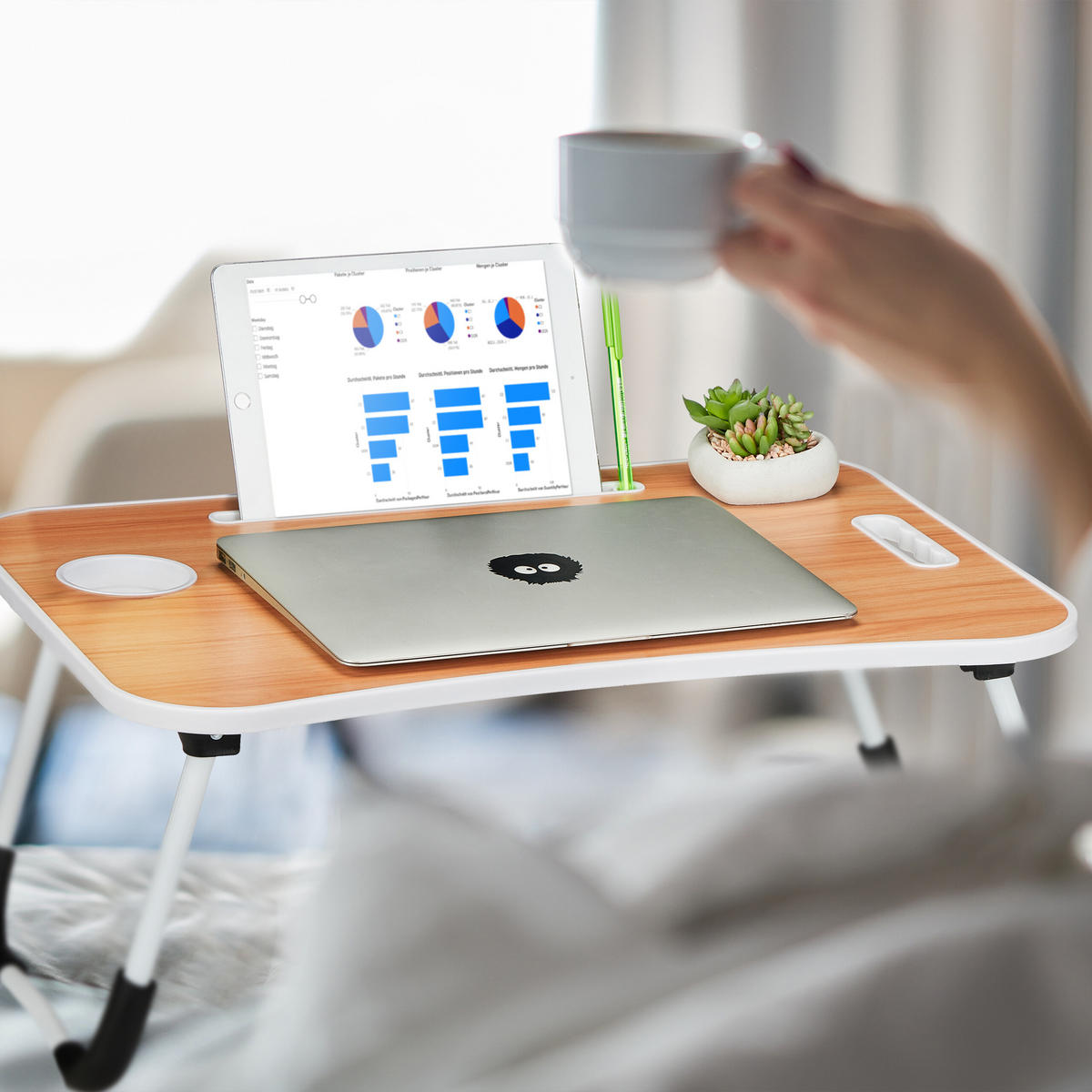 LAPTOPTISCH - Hellbraun, Kunststoff/Metall (40/63/26cm) - Relaxdays