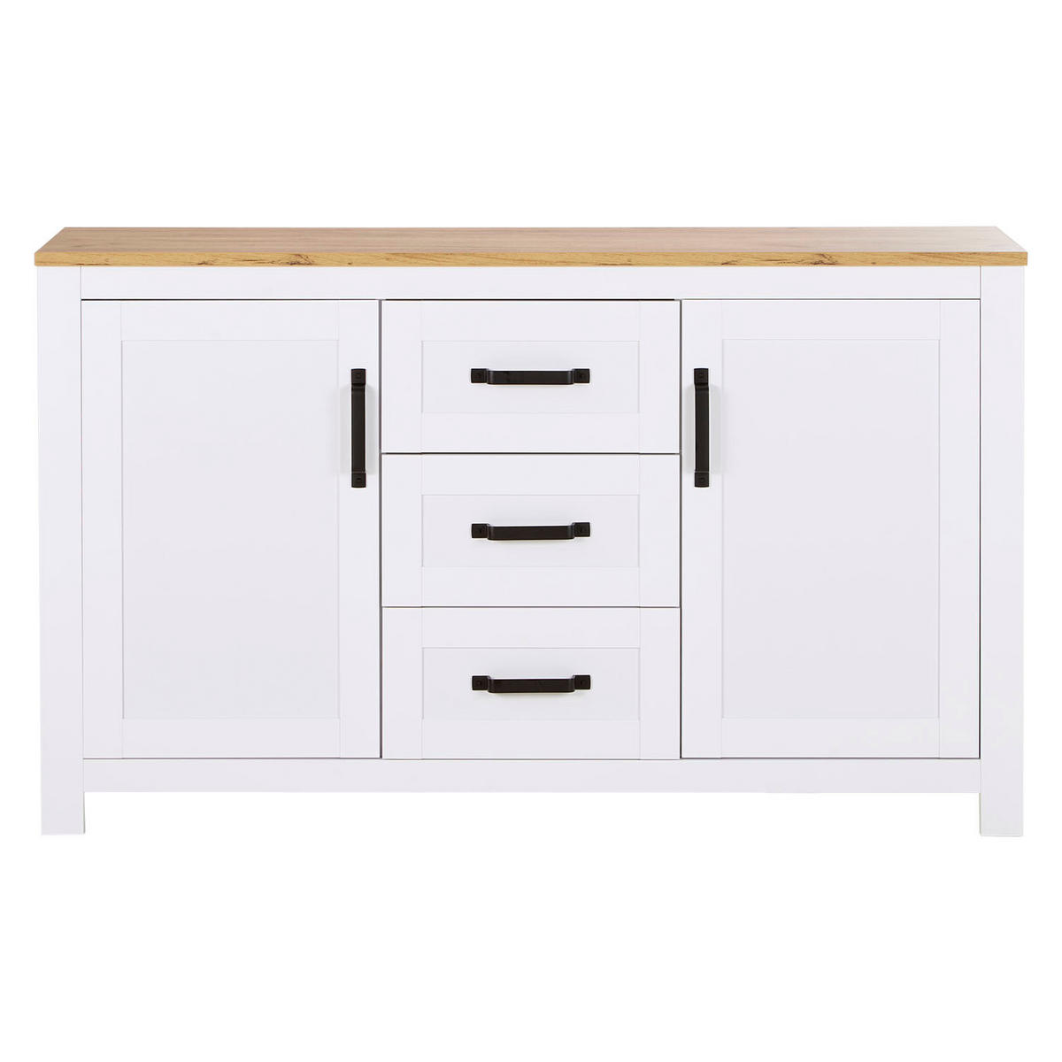SIDEBOARD 150/89/41 cm Weiß, Natur - Schwarz/Weiß, Holz/Kunststoff (150/89/41cm) - Homestyle4u