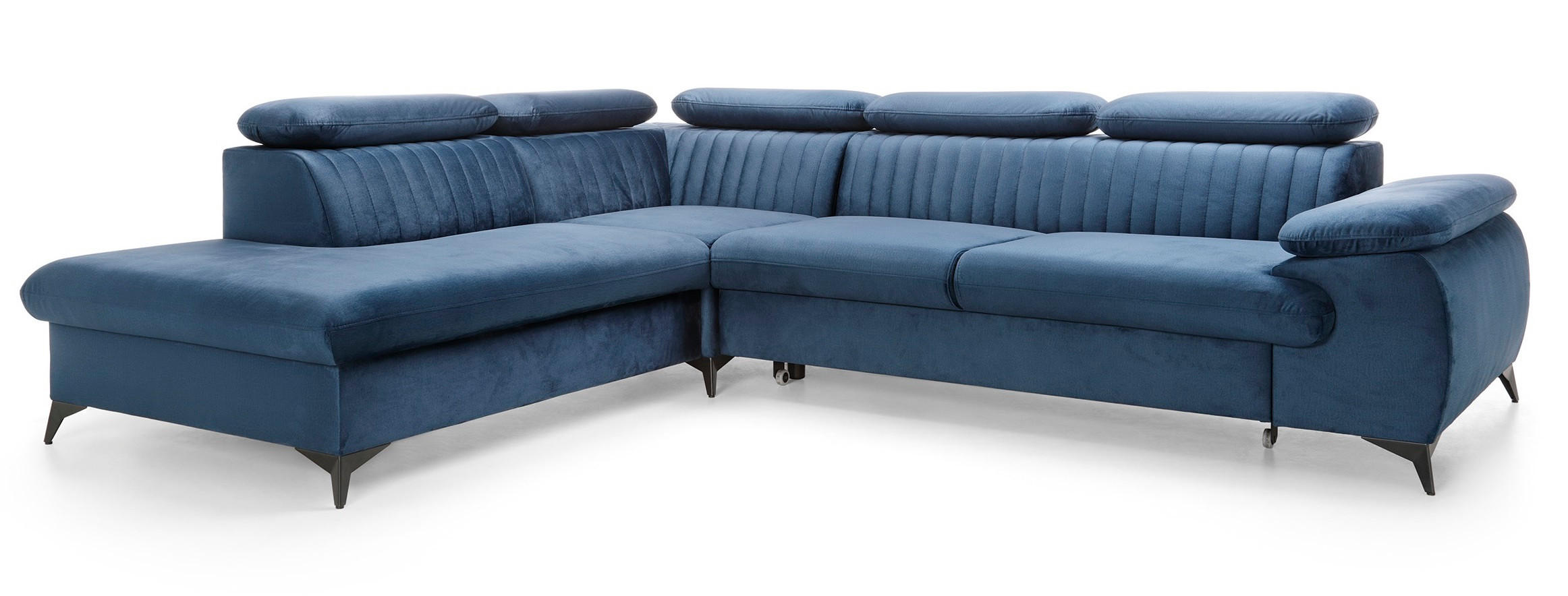 ECKSOFA 275 cm mit verstellbaren Kopfstützen Xanto L, Links, Blau - Blau, Holz (275/221cm) - Emporius