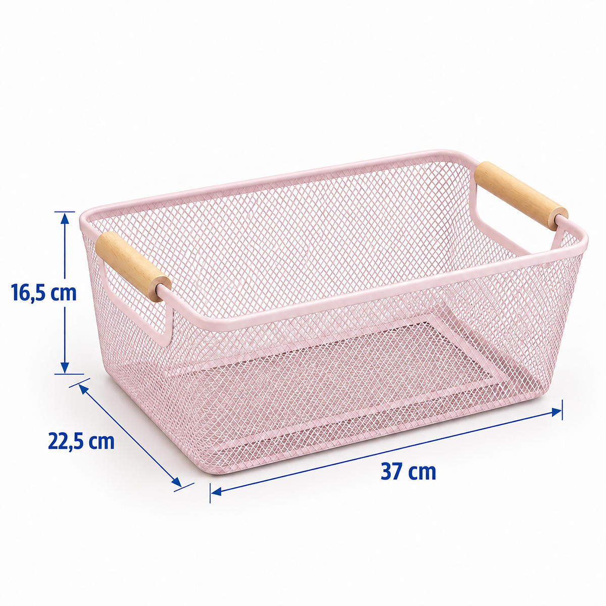 KÔŠ Ružová drevené rúčky 37 cm - ružová, kov/drevo (37/16.5/22.5cm) - Relaxdays