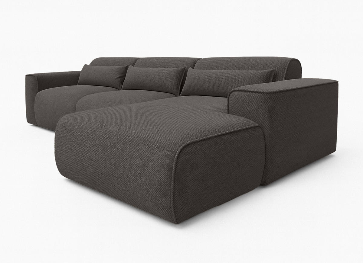 ECKSOFA L Form Ruyam Grau 310/165/78 cm – Schlaffunktion Rechts - Schwarz/Grau, Kunststoff/Textil (310/170cm) - AX Living