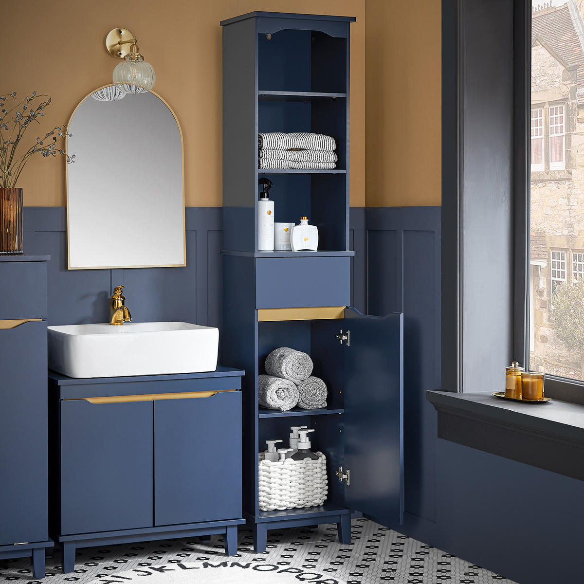 HOCHSCHRANK Blau - Blau, Holz/Holzwerkstoff (35/170/30cm) - SoBuy