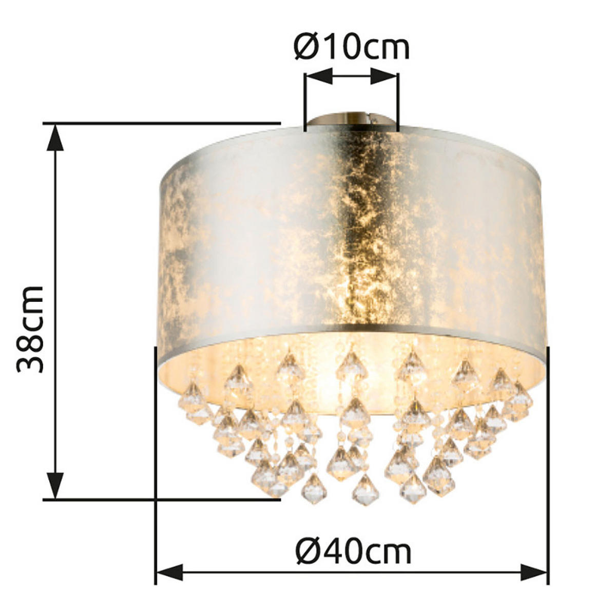 LED DECKENLEUCHTE Metall Silber Kristalloptik - Silberfarben, Textil (30/30/31cm) - Globo Lighting