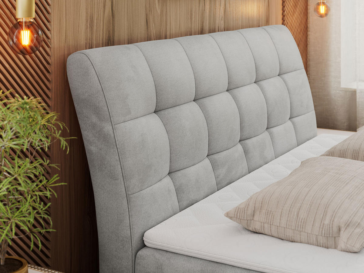 BOXBETT DIEGOS 120/200 Hellgrau Velvet - H3 - Hellgrau, Holz/Textil (120/200cm) - MKS