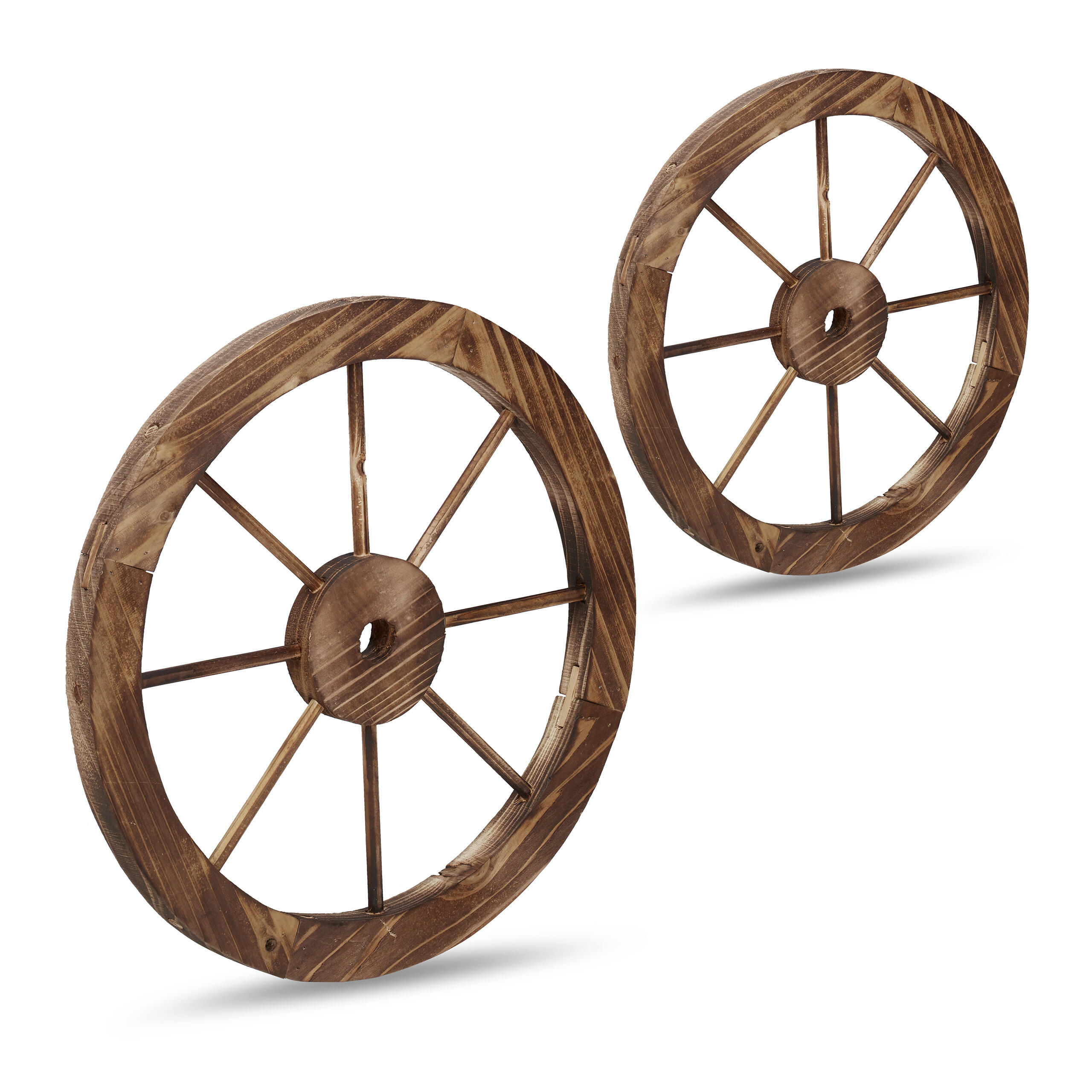 2XWAGENRAD - Braun, Holz (60/60/3cm) - Relaxdays