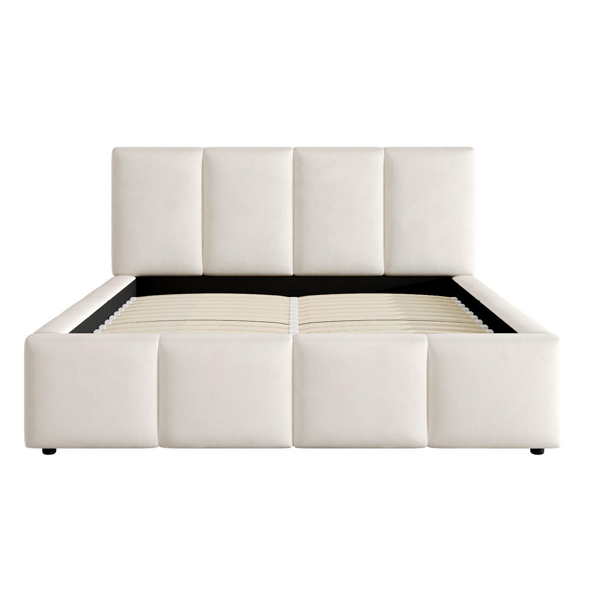 POLSTERBETT 180/200 cm mit Lattenrost, gepolstertem Kopfteil und Chenille-Bezug, Beige - Beige, Textil (180/200cm) - Redom