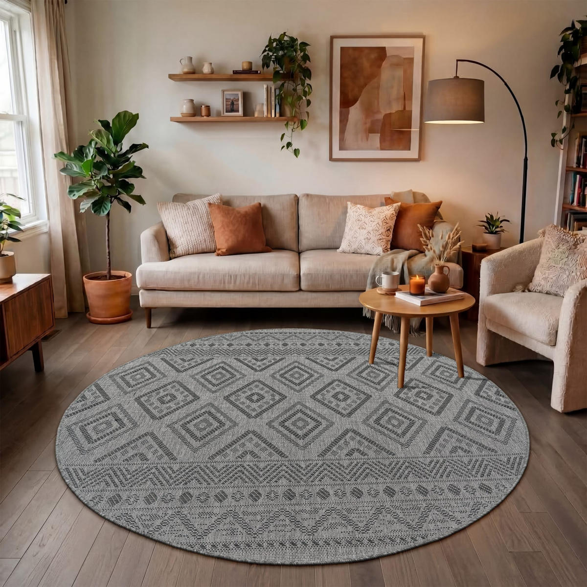 OUTDOORTEPPICH 80/80 cm Vermont 184 - Anthrazit, Kunststoff (80/80cm) - Paco Home