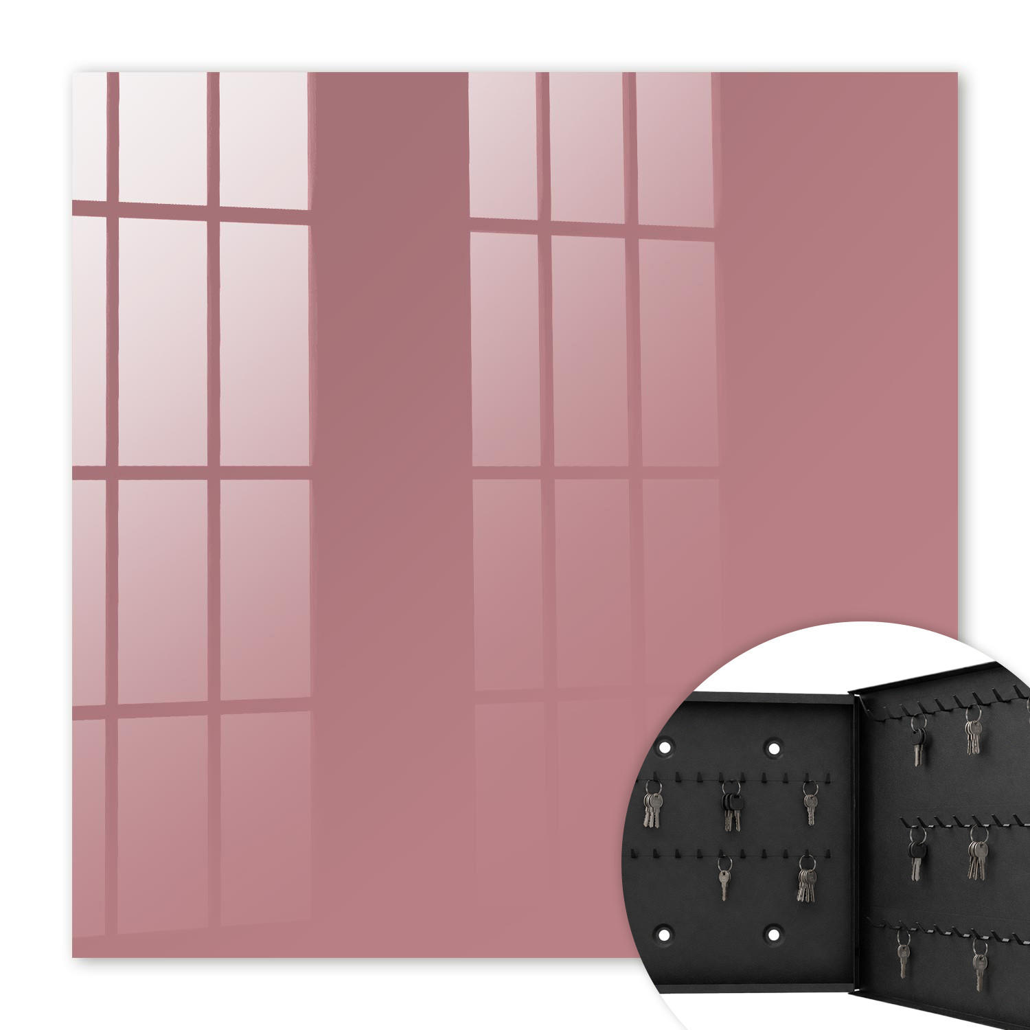 SCHLÜSSELBOX Schwarz 30x30 cm- Türöffnung nach rechts - Altrosa - Pink, Metall (30/30/5cm) - TULUP