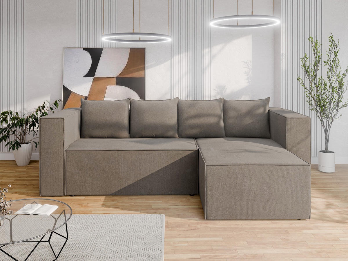 ECKSCHLAFSOFA AURIX Schlafsofa mit Bettkasten, Braun - Braun, Holz (150/244cm) - Panda Möbel