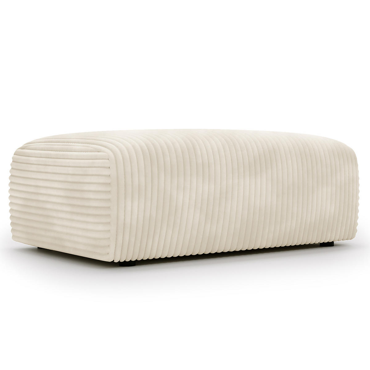 POLSTERHOCKER - Cord - Creme/Schwarz, Kunststoff/Textil (110/40/72cm) - home24